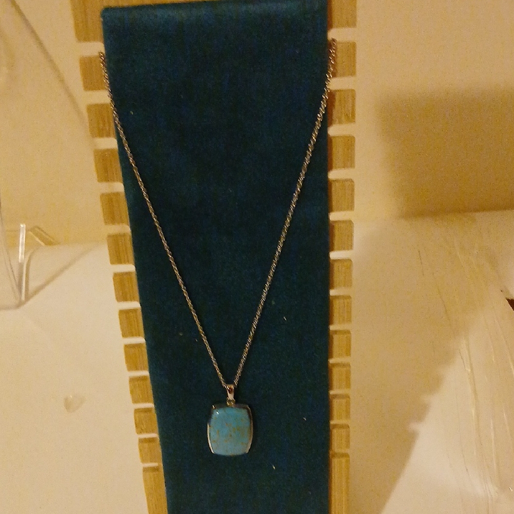 Elegant Silver and Blue Necklace with Organic Pendant